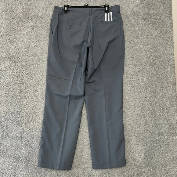 Adidas Pants Mens 34x32 Golf Performance Clima Lite 3 Stripes Gray Casual - Picture 2 of 11